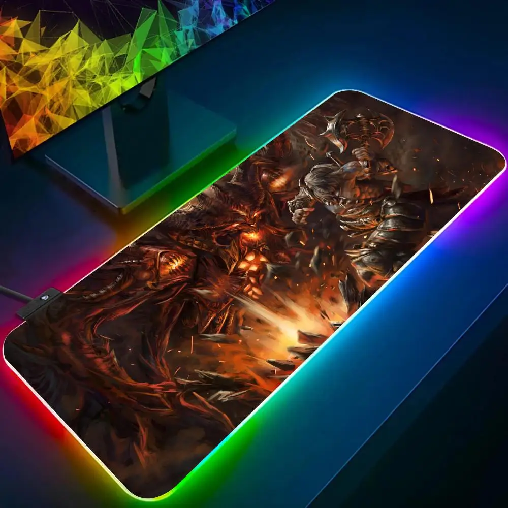 Game V-Vintage D-Diablos Mouse Pad RGB Glow Personality Picture Custom PC Table Mat Carpet Mat Game Player Dedicated LED