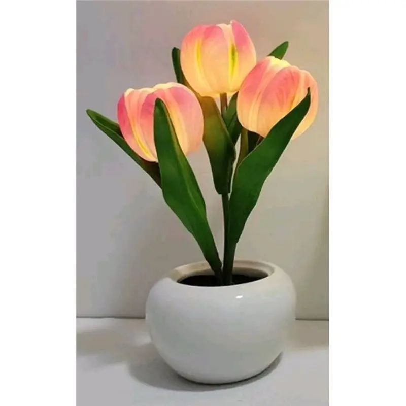 LED Tulip Nightlight Dormitory Bedhead Decoration Sleep Light Simulated Flower Atmosphere Light,Bedside Night Light-[A04I Tools]