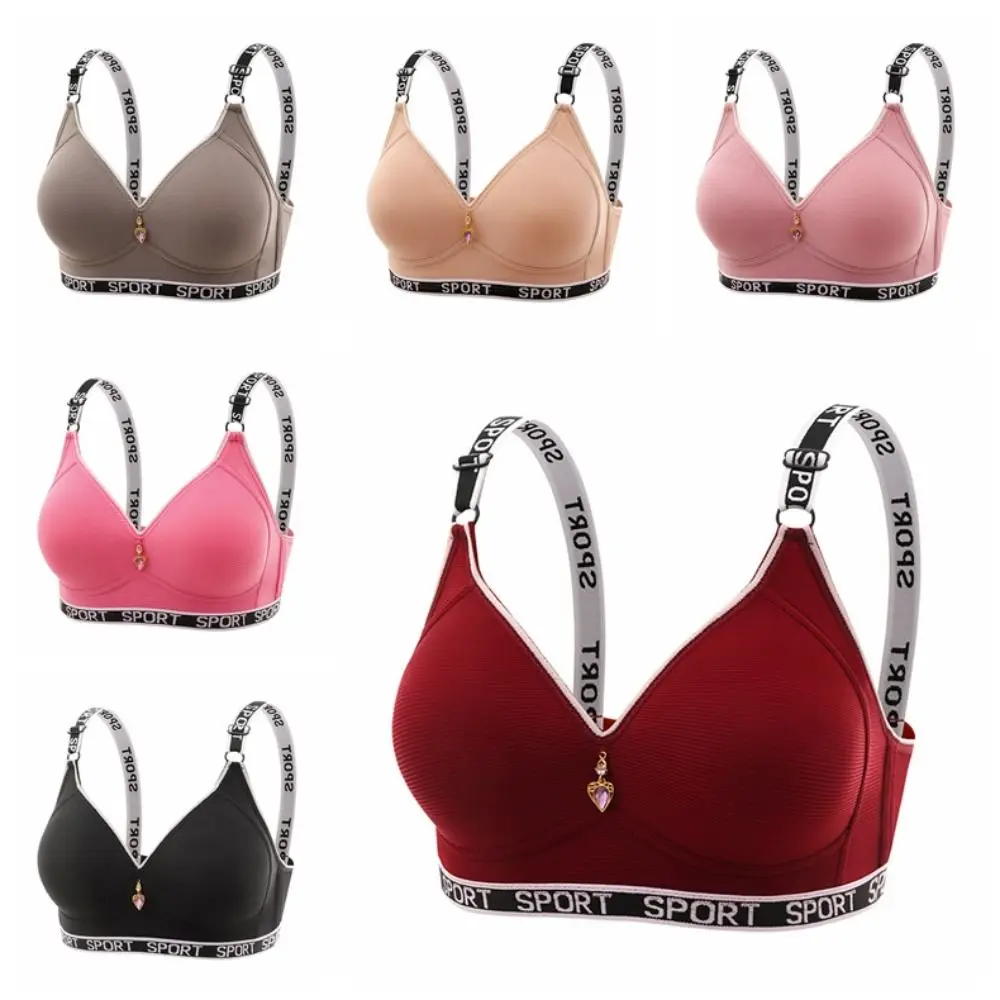 Confortável strass profundo v sutiã sem fio sem costura beleza-back tamanho grande sutiãs feminino bralette carta push up sutiã idosos