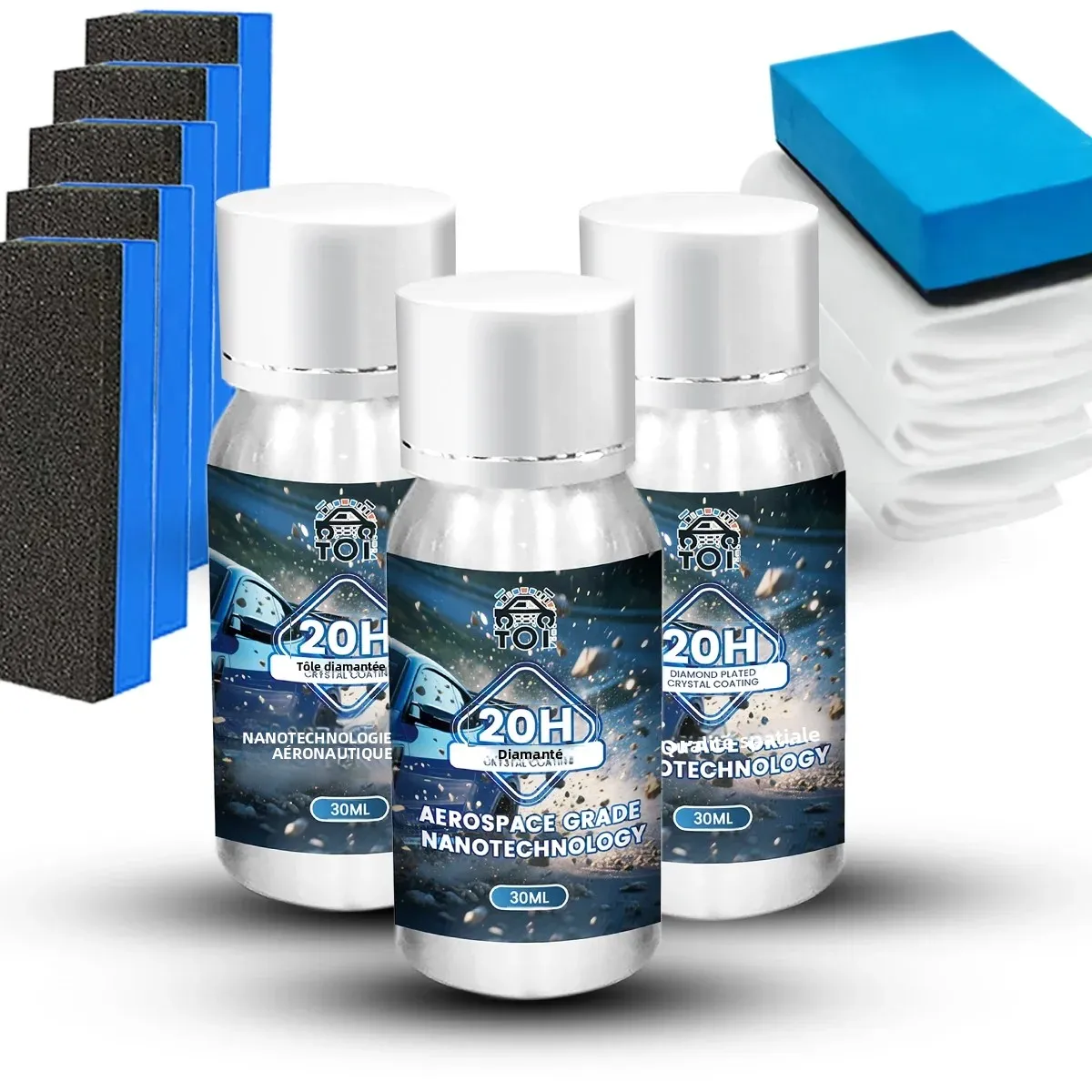 3 pièces de revêtements en cristal plaqué diamant 20H avec technologie auto-réparatrice et anti-UV pour les professionnels du detailing automobile, plus de 10 ans de protection