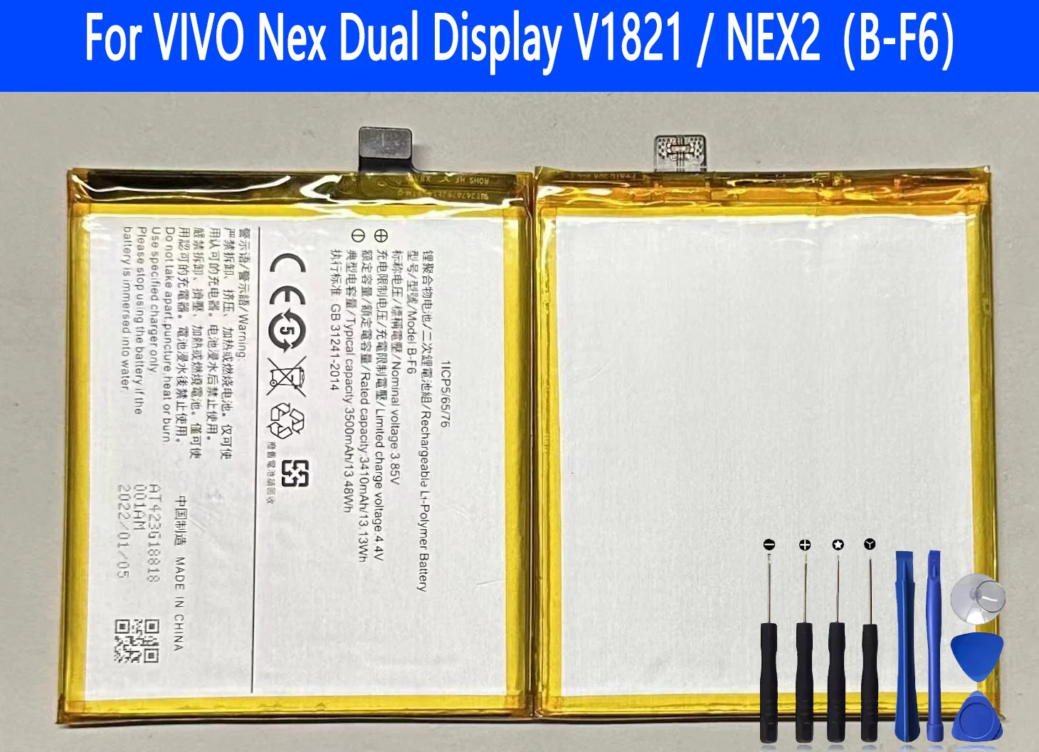 

B-F6 Battery for VIVO Nex Dual Display V1821 / NEX2 Repair Part Original Capacity Phone Batteries Bateria