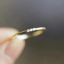 Huitan Trendy Simple Thin Ring Lady Versatile Accessories Gold Color/Silver Color Bright Micro Zirconia Jewelry for Daily Wear