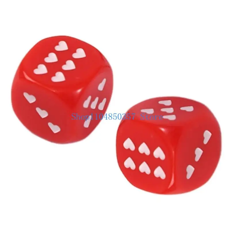 

652F 25mm Dices Cubes Loves Heart Dots for Party Acrylic 6 Sided Heart-shape Dices