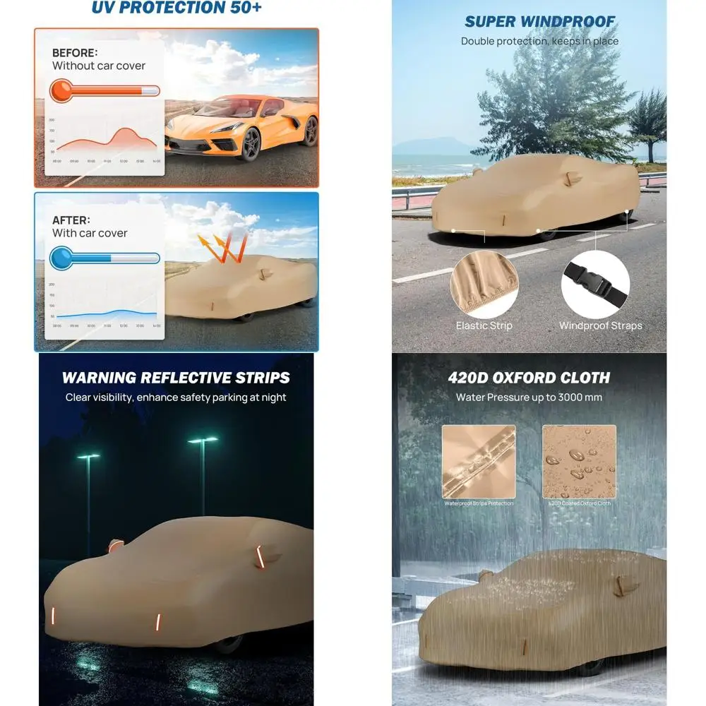 

Универсальный чехол для автомобиля Corvette C8 Stingray Z06 Z51 2020-2026 годов, с мягкой хлопковой подкладкой, всепогодная защита от солнца и УФ-излучения