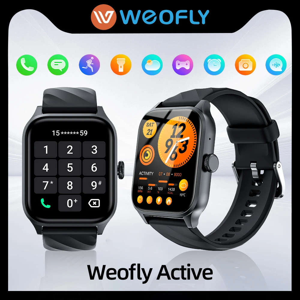 Weofly Active Smart Watch Heart Rate Monitor IP67 Wireless BT Call Smartwatch Voice Assistant Fitness Bracelet For IOS Android