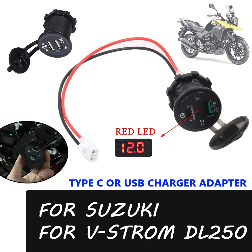 Motorrad zubehör typ c usb ladegerät buchse adapter stecker usb dc steckdosen spannung für suzuki dl250 v-strom dl 250 vstrom 2020