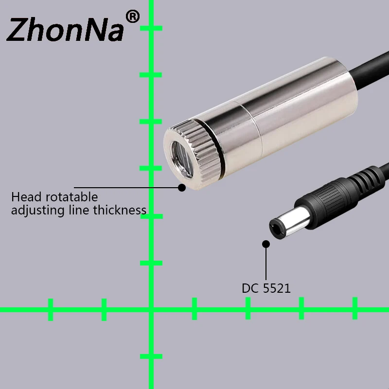 520nm Green DC Line Glass Lens With Graduated Cross Line Laser Module, Adjustable Diode, Lndustrial Diameter 12mm Optical Lnstru