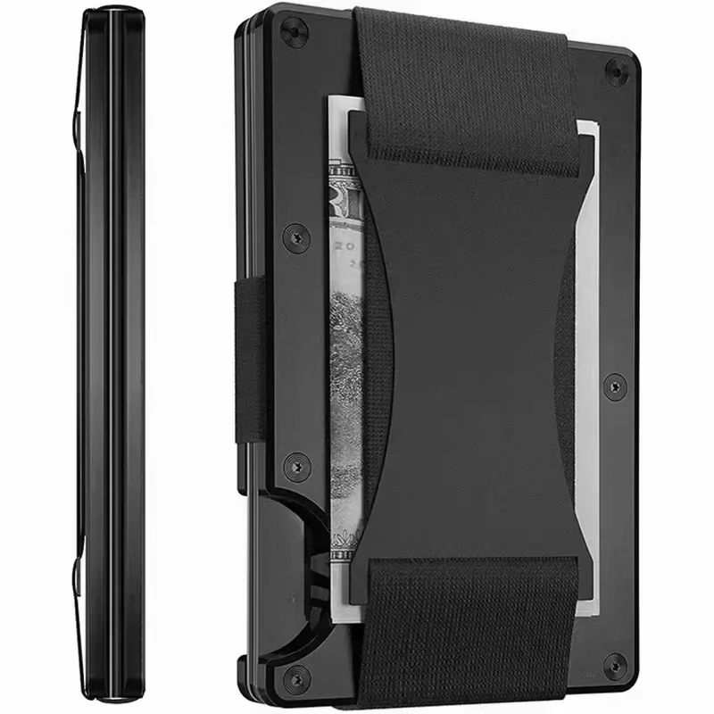 anlyxi Minimalistische, schlanke, intelligente Geldbörsen aus geschmiedeter Kohlefaser für Herren, Cashback-Kreditkartenetui, luxuriöse Aluminium-Geldbörse, RFID-Geldklammer 3