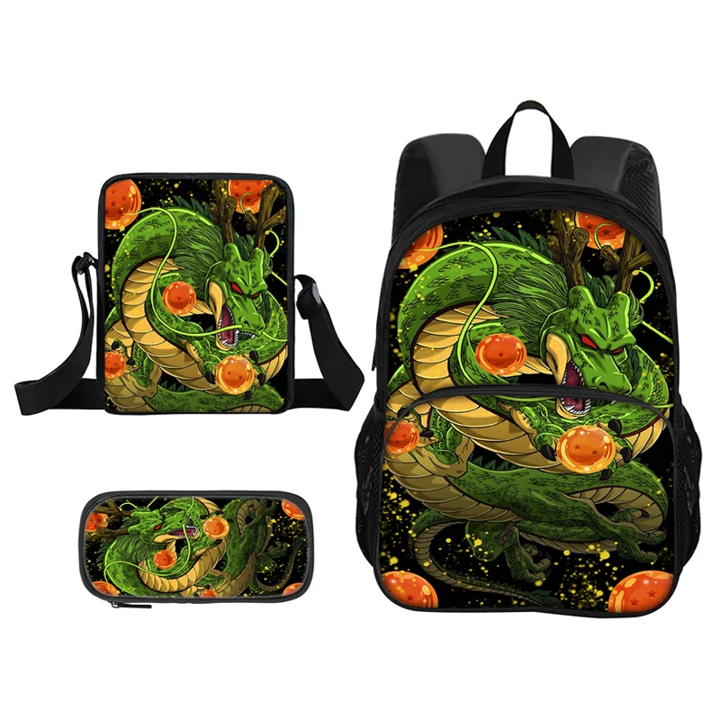 Dragon Ball Goku Anime 3Pcs Set Backpack Shoulder Bags Pencil Bag Student Bookbag Cartoon School Bags Best Gift