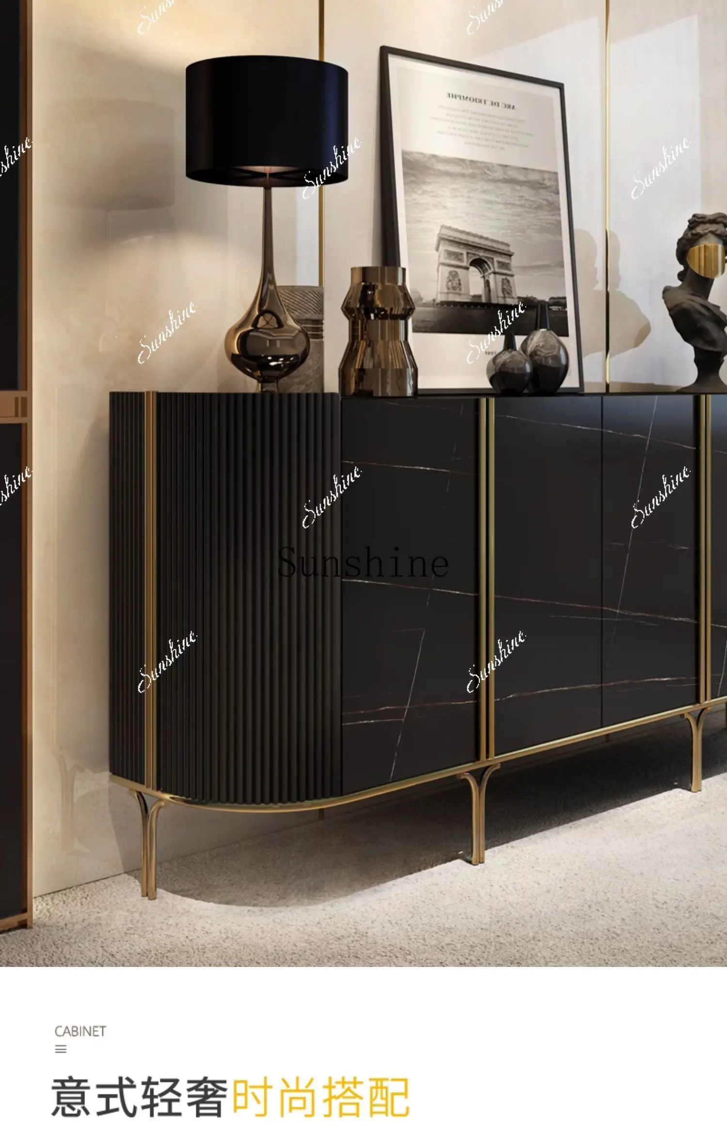 Italian light luxury entrance villa large flat floor living room locker  FT