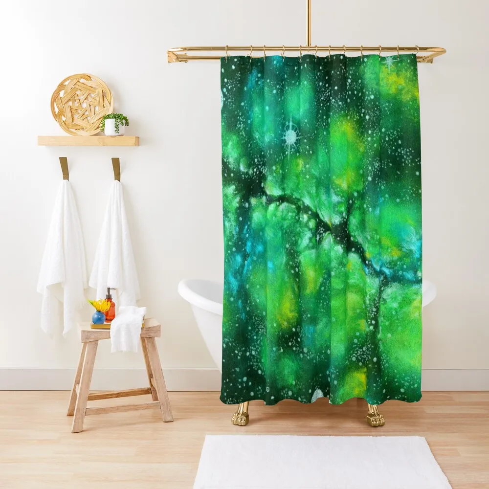 

Green Tool Nebula Shower Curtain Washable Waterproof Fabric Shower Shower Bathroom Modern Bathroom Accessories Curtain