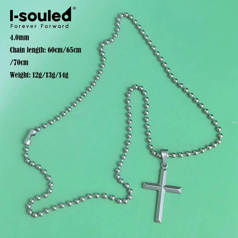 3.0mm/4.0mm pure titanium bead necklace with sandblasted cut pendant