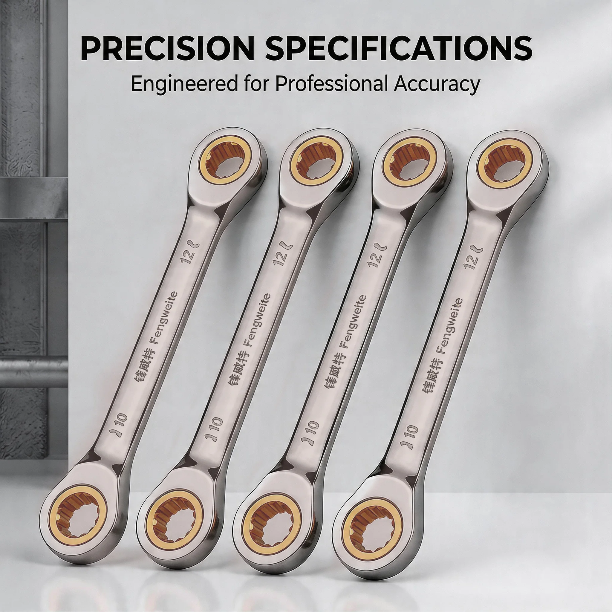 4 In 1 Double End 72-Tooth Ratchet Wrench Chrome Vanadium Rustproof Spanner For Automotive Mechanical Repair
