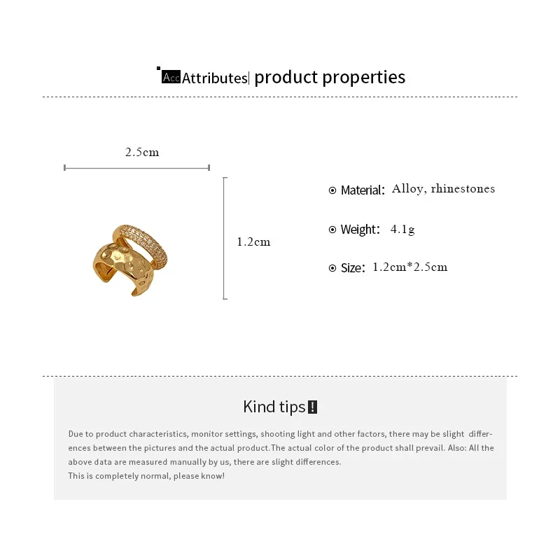 Cubic Zirconia Gold Silver Color Plated Single Ear Clip Earring for Women No Piercing Personalized Party Jewelry Cuff Earring image 6