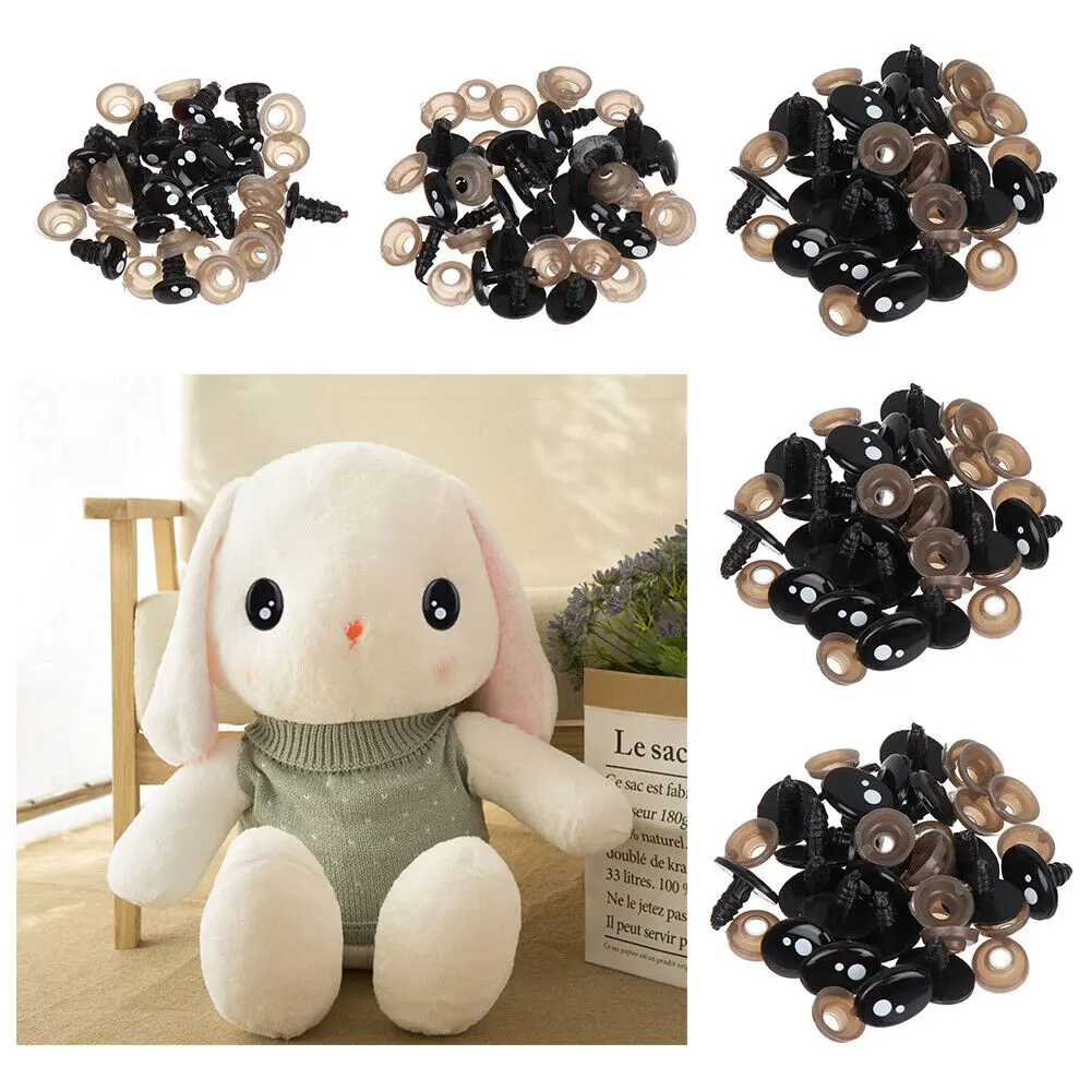 100 PCs Black Plastic 8-16mm 3D Safety Eyes For Teddy Bear Soft Toy Doll Animal