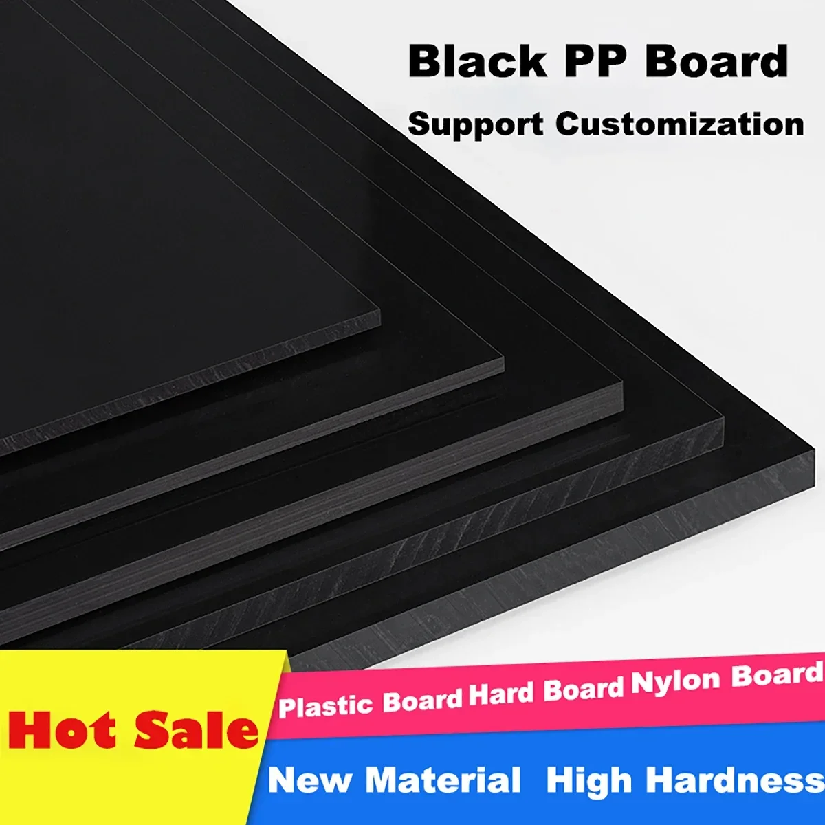 Black PP Plastic Sheets Plate Thickness 3-20mm Polypropylene Board DIY Materials 50x50 100x100 200x200 250x250 300x300 300x400mm