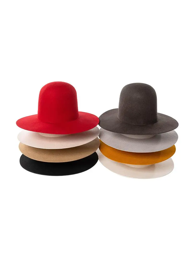

Ele High-Crown Wide-rim Wool Felt Hat Autumn Winter Performance owmanip Stage Sling Men Women Couples Faion Acc...