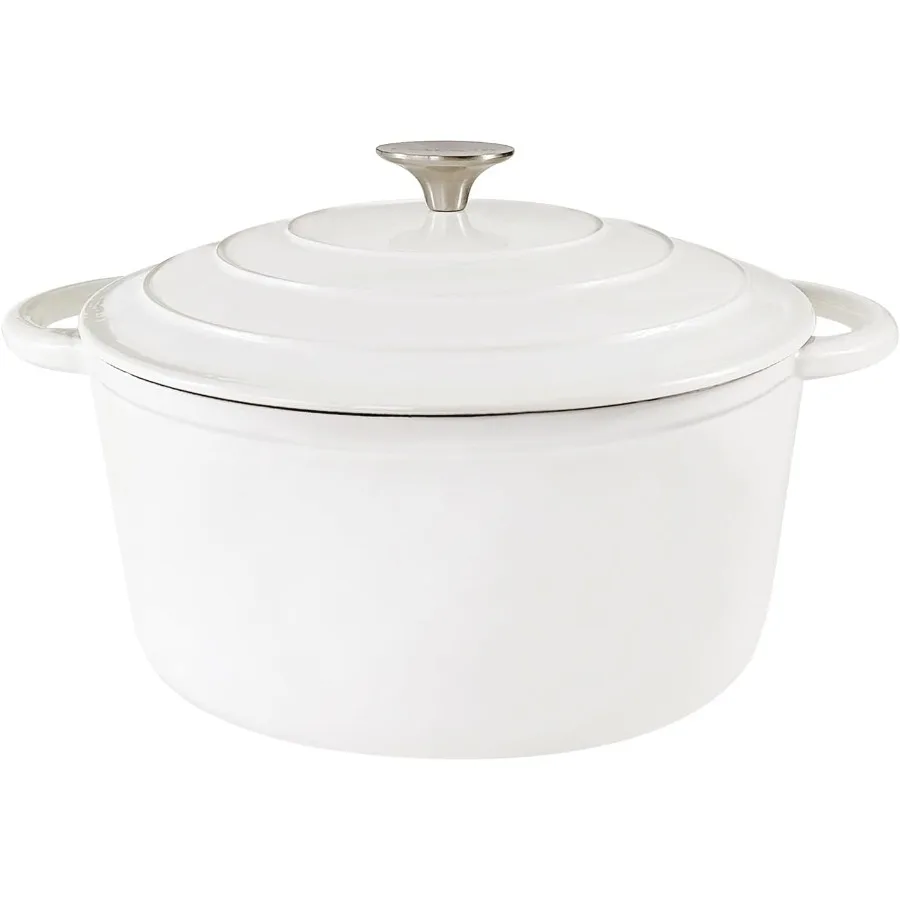 

5 QT Enamel Dutch Oven Pot with Lid for Stovetop Oven and Campfire Cooking Dual Handles Cast Iron Dutch Oven for Braising Slow