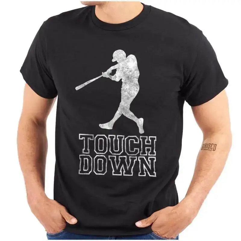Funny Sports Joke Touch Down Baseball Humor Womens or Mens Crewneck T Shirt Tee