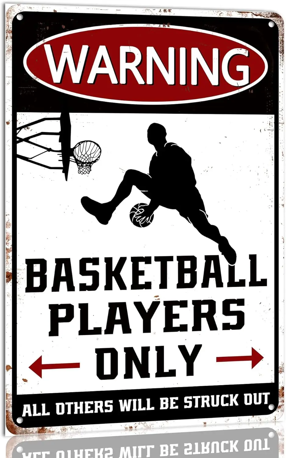 Basketball Players Only Vintage Metal Tin Sign Poster for Boys Room Sports Signs Home Wall Warning Basketball Players Sport Sign