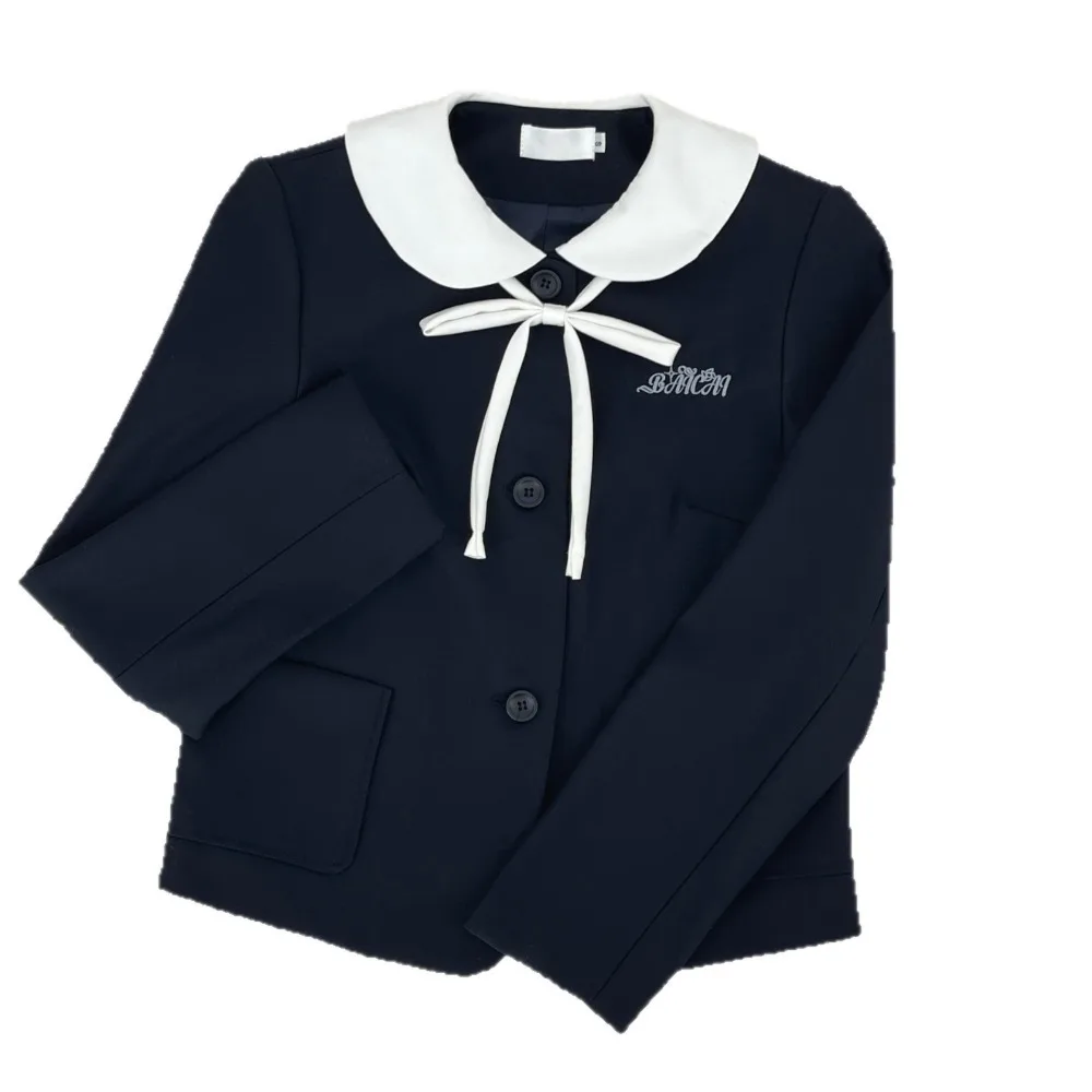 Elegant Japanese Doll Collar JK Uniform Jacket, Embroidery Crew Neck Suit School Uniform for Graduation Photo Campus Daily Wear - view 6