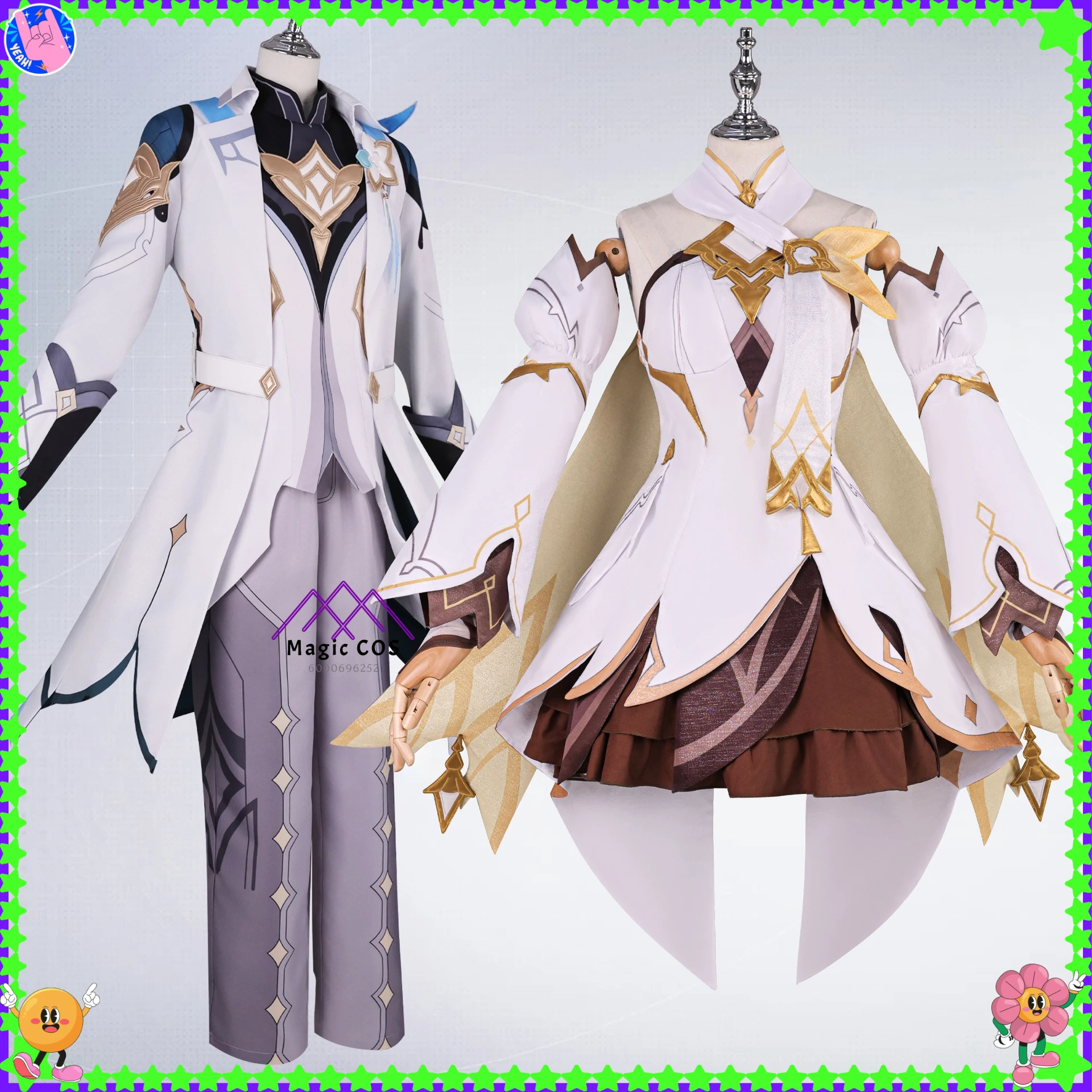 

Game Genshin Impact Cosplay Costume Anime Lumine and Aether Role Playing New Uniform Outfit for Men Women Adult Comic Con Party