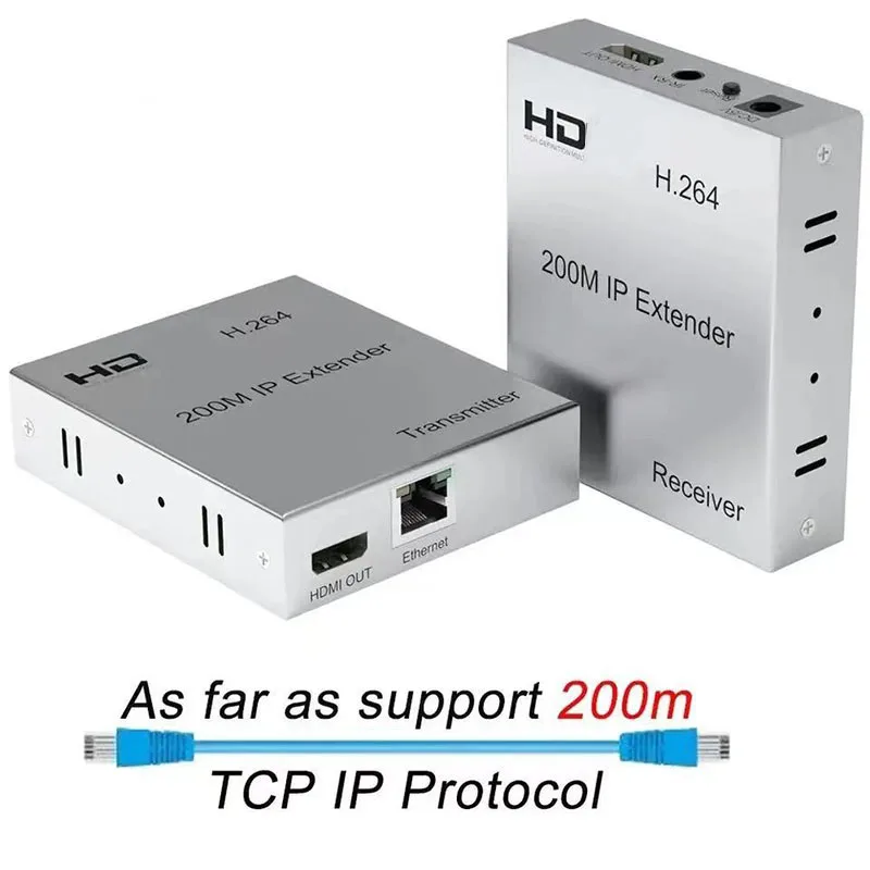 H.264 IP Transmitter Receiver Via CAT5e CAT6 RJ45 Cable 200M 1080p Video Converter HDMI-compatible Extender for PS3 PS4 PC To TV