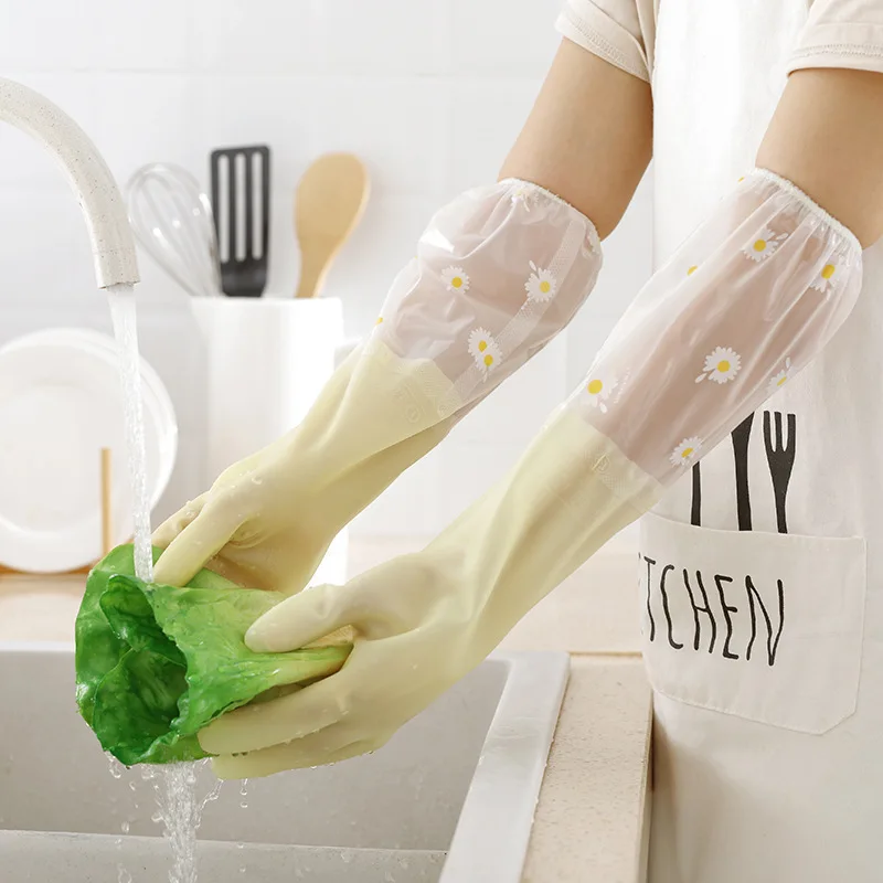 Female Waterproof Rubber Latex Housework Chores Dishwashing Tools  Gloves Kitchen Durable Cleaning