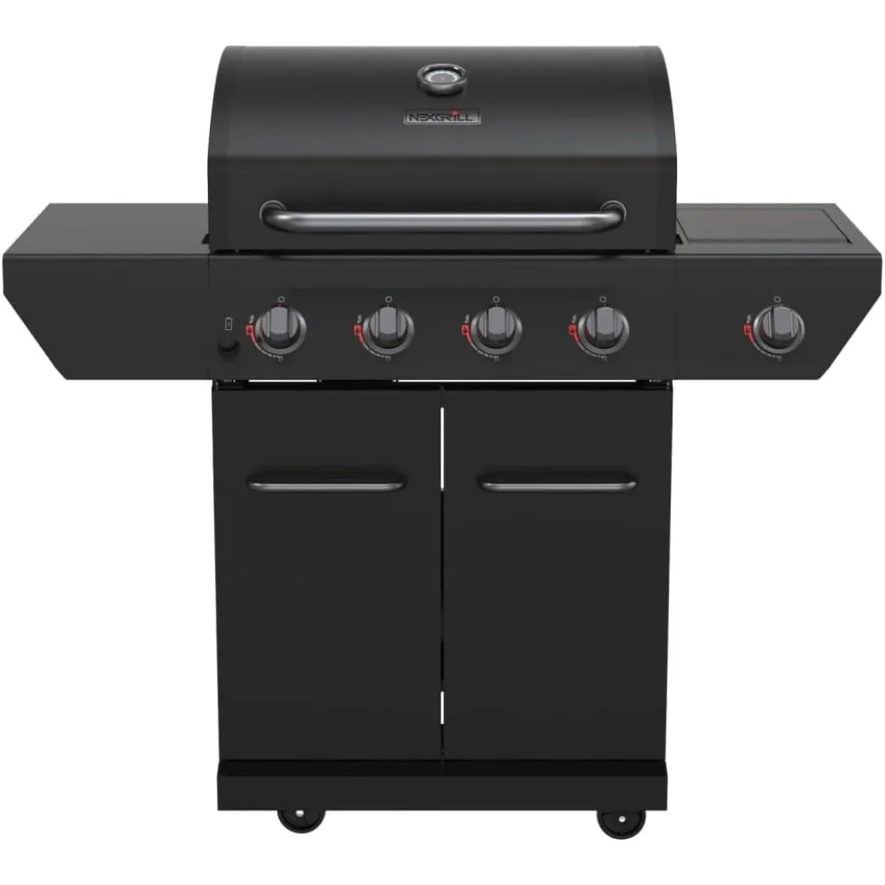 

Газовый гриль на пропане из нержавеющей стали Nexgrill с 4 конфорками, подставкой для угля двойного назначения и боковой горелкой, размером 626 квадратных дюймов