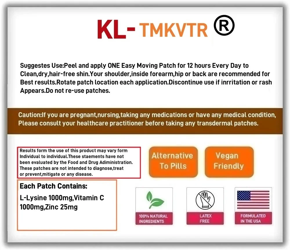 30 رقعة L-Lysine Transdermal مع فيتامين C الزنك دعم المناعة الأحماض الأمينية الأساسية #5
