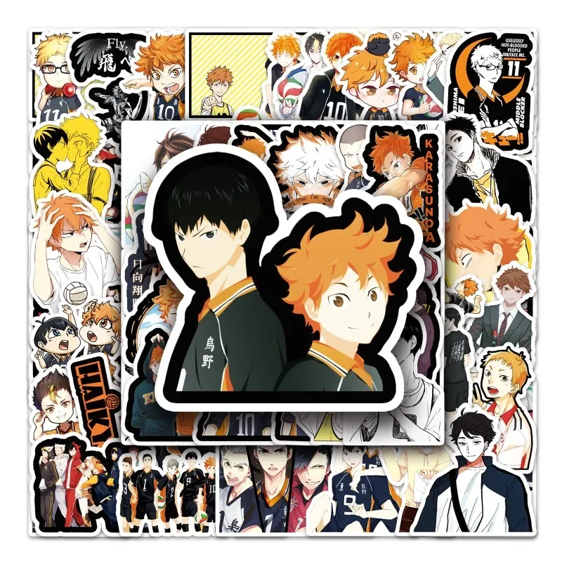 52PCS Anime Haikyuu Cartoon Shoyo Hinata Graffiti Creative Luggage Notebook Car Decoration Mobile Phone Stickers Waterproof