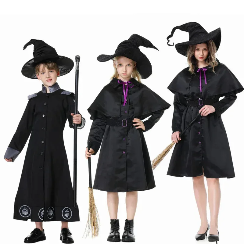 

Halloween Cosplay Makeup Ball Performance Dress Female Male Wizard Role-playing Big Wizard Party Black Hat Clothing Belt Shawl