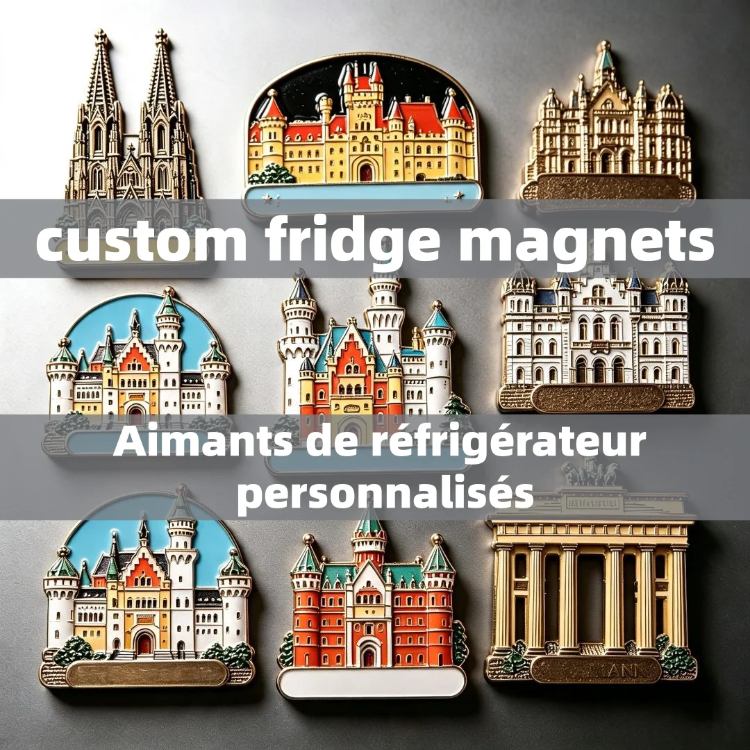 Custom Fridge Magnets OEM Zinc Alloy Landscape Decorative Personalized Metal 3D Antique Gold Enamel