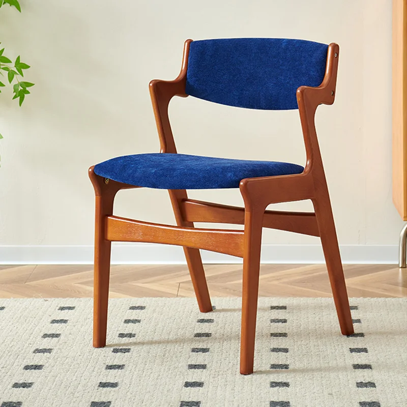 

Stylish Durable Chenille Fabric Dining Chair with Solid Wood Frame Comfy Modern Cafe Restaurant Table Chairs Soft Kitchen Chair