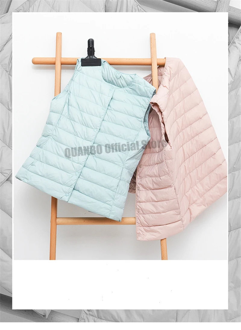 Damen 90% Weiße Entendaunen Ultraleichte Packbare Warme Daunenweste 2026 Neue Ärmellose Pufferjacke für Frauen – Detail 4
