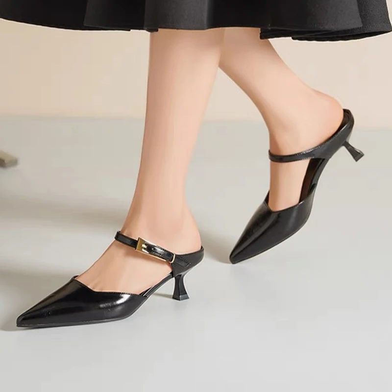 Sandal Wanita Hak Tinggi Seksi Sepatu Hak Ujung Lancip Sandal Hak Elegan Merek Mewah 2025 Pesta Musim Panas Baru Mujer Zapatos