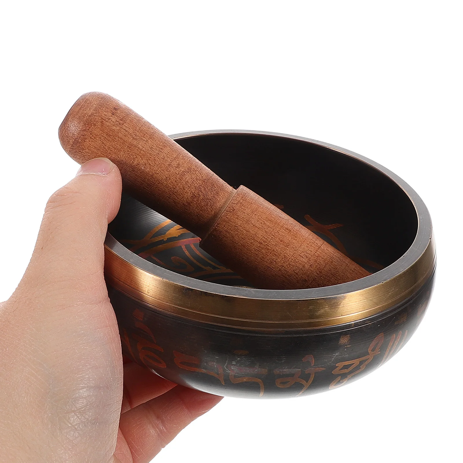1 مجموعة وعاء الموسيقى التبتية 11.5 سنتيمتر النحاس التأمل الصوت السلطانية مطرقة خشبية اليوغا ملحق أطباق الصوت #6