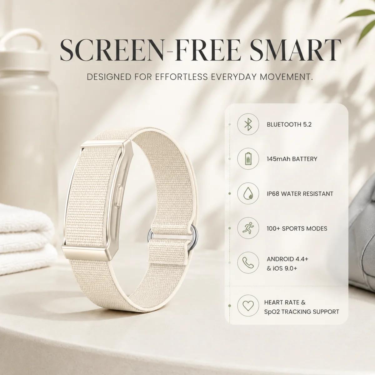 LIGE Men Women Smart Watch No Screen Sports Outdoors Fitness Heart Rate Monitor IP68 Waterproof New Smartwatch For Andrio IOS