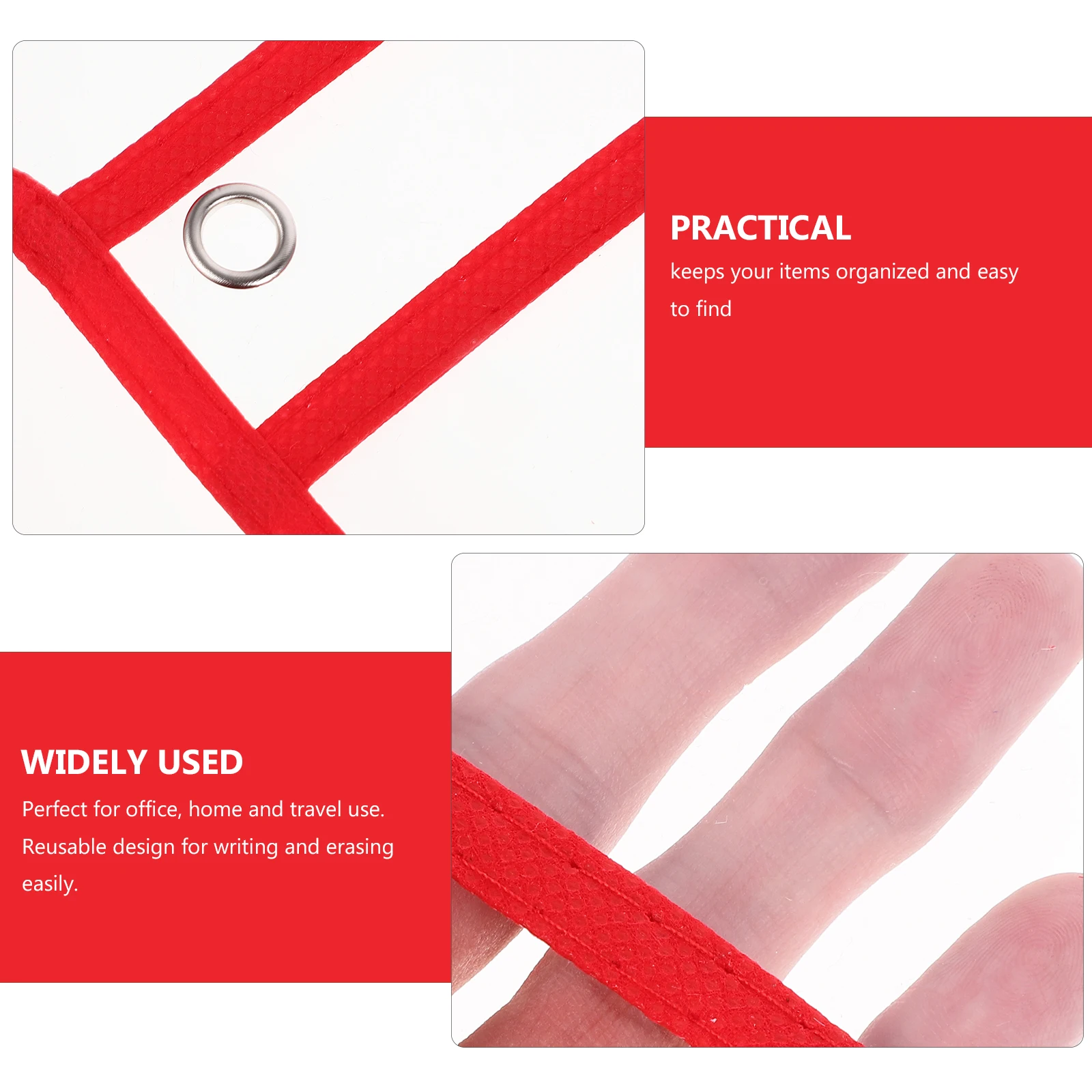 

10 Pcs File Folder Holder Document Protectors Clear Pockets for Classroom Bill Transparent Red Office