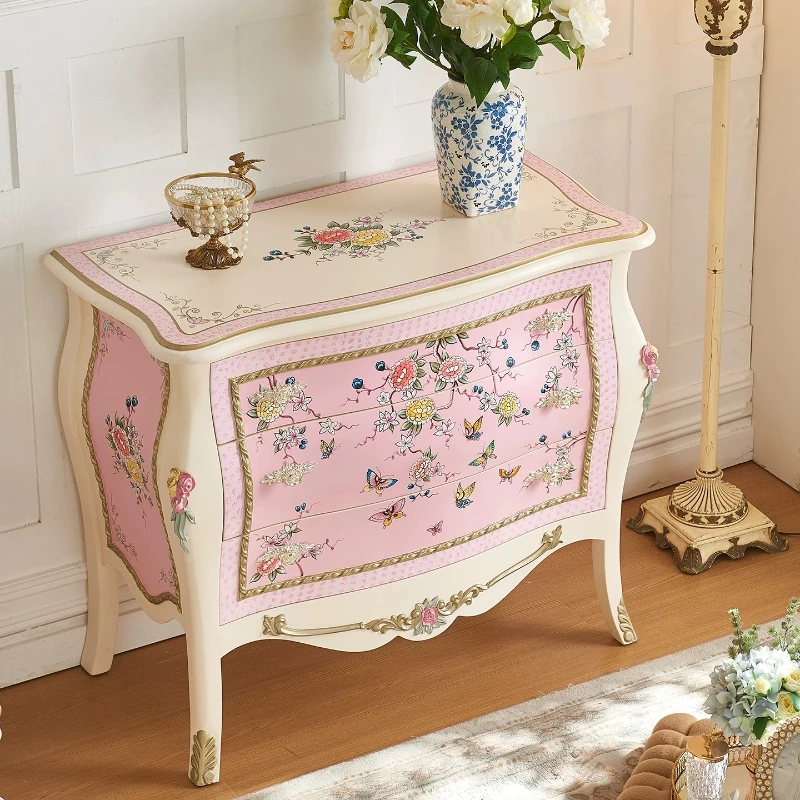 Pink bedroom, bedside storage cabinet, living room entrance foyer, decorative entrance three-bucket cabinet