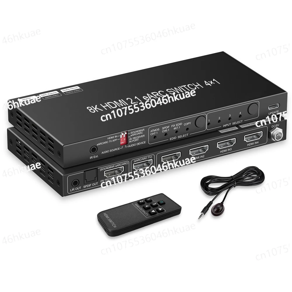 4 in 1 Out SONOS ARC or AV Receiver SPDIF EDID HDMI Switch for Soundbar 8K HDMI 2.1 Switch EARC Audio Extractor