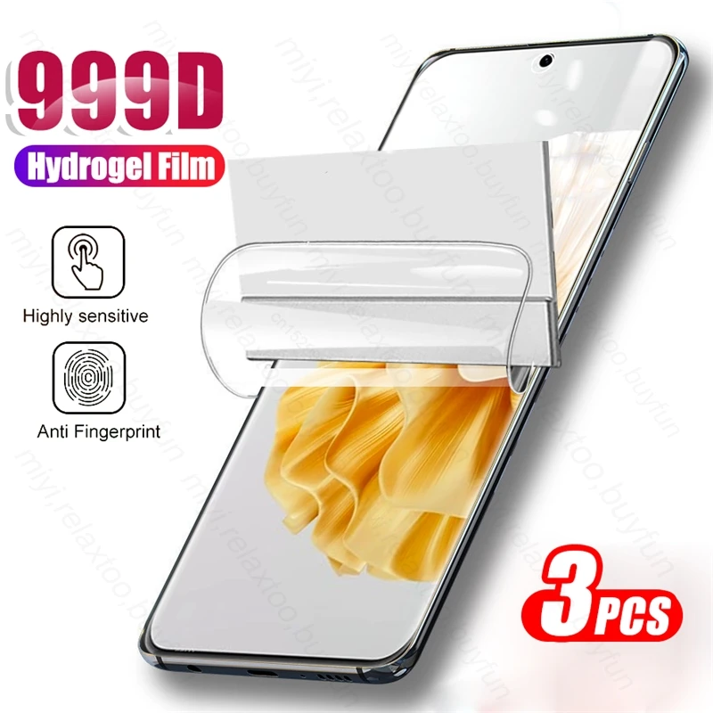 3PCS 999D Curved Soft Hydrogel Film For Huawei P60 Pro 4G Screen Protector Not Tempered Glass Huawey P 60 Art P60art P60pro 4G