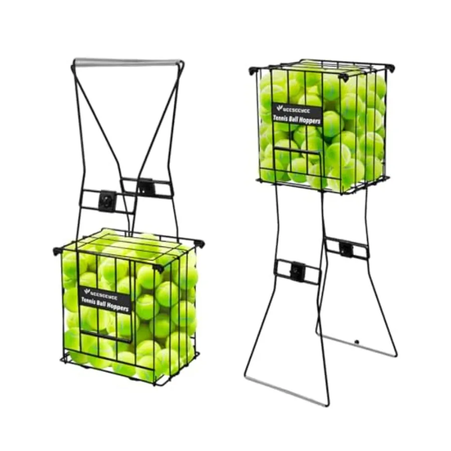 

Tennis Ball Hopper Collector Tennis Ball Retriever Basket Pick up Hopper Carrier Holder Holds 80 Tennis Balls