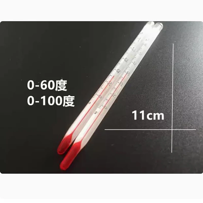 Termรณmetro de varilla de vidrio de agua roja, 4 piezas, 11, 15, 20, 30 cm, uso experimental, 0-50-100 grados