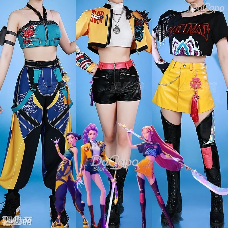 

Rumi Zoey Mira Anime Cosplay Costume Wig Kpop Demon Hunters Huntrix Rumi Women Idol Costume Group Set Halloween Party Roleplay B