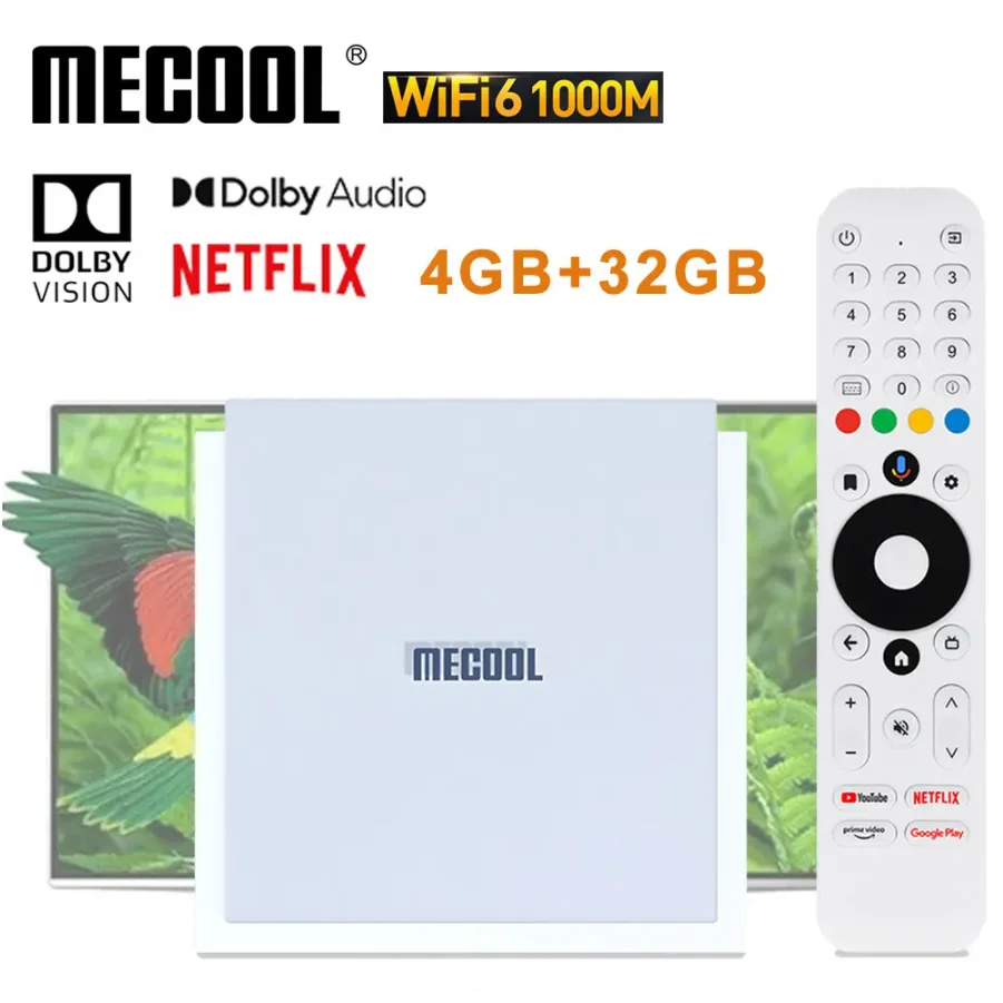 MECOOL KM2 Plus Deluxe Android TV Box With Netfilx 4K Certified Doby Atmos/Doby Vision 4+32G WiFi6 1000M LAN BT5.0 Media Player