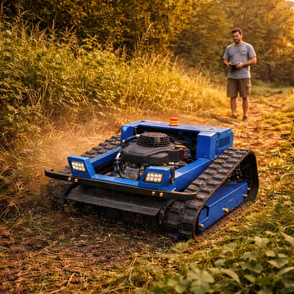 

Индивидуальная усовершенствованная газонокосилка с дистанционным управлением, вездеходная самоходная газонокосилка с нулевым поворотом и высокой эффективностью