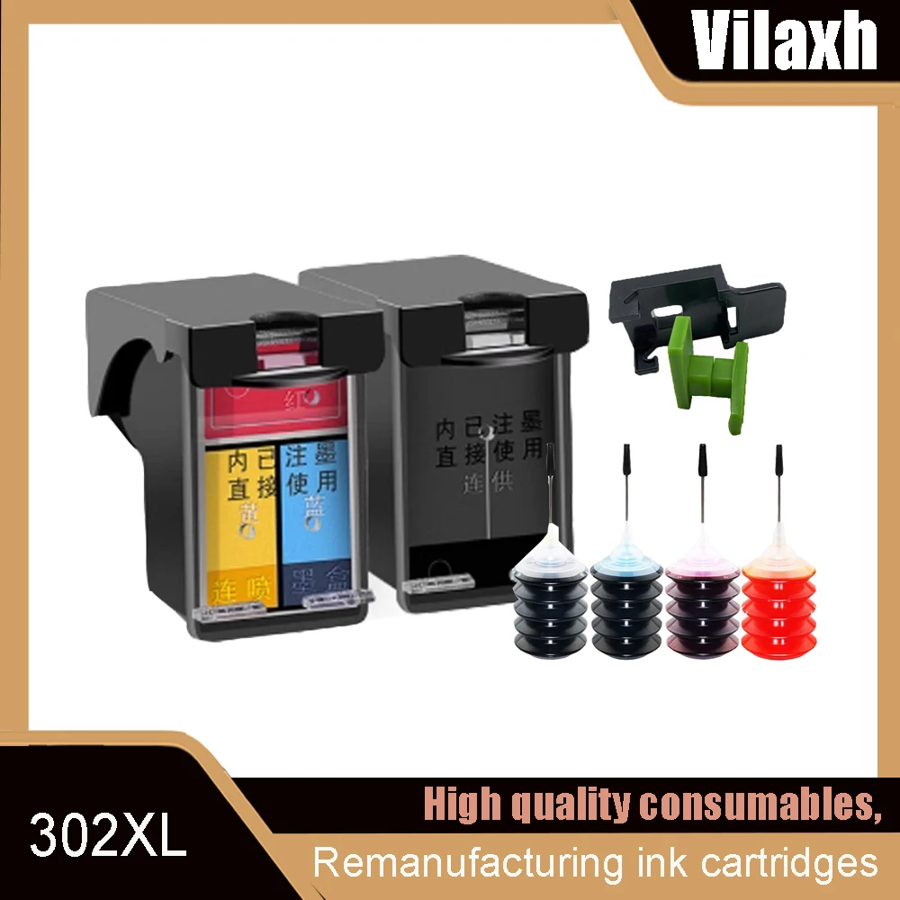 

Vilaxh 302 для HP 302XL чернильный картридж HP302 XL восстановленный принтер Deskjet 2130 2131 1110 1111 1112 3630 5200 3639 4520