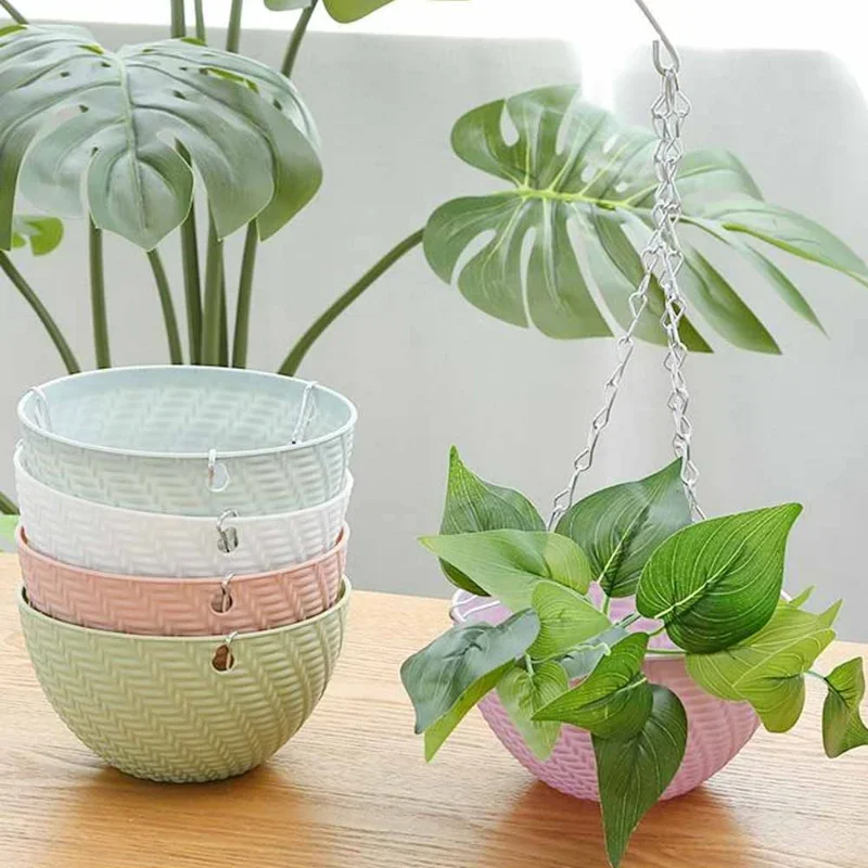 1pc Resin Plant Flower Hanging Pot Basket Indoor Plant Hanger Outdoor Hanging Pot Holder Basket Hanging Planter