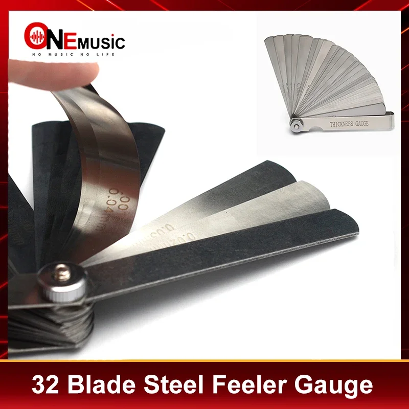 32 Blade Steel Feeler Gauge (0.0008inch to 0.040inch), Thickness Feeler Gage Gauge Gap Measuring Tool with Metric & Imperial
